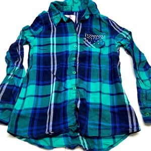 Justice plaid long sleeves size 10
